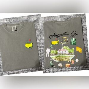 Comfort Colors Gray Short Sleeve Tee w/Masters Logo & Icons front/back-Size XL